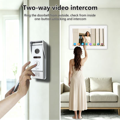 Tuya Smart WiFi Video Intercom System 7 Inch Touch Screen Monitor, 2-Way Audio Doorbell Camera, Infrared Night Vision Motion Detection Home Security Door Phone