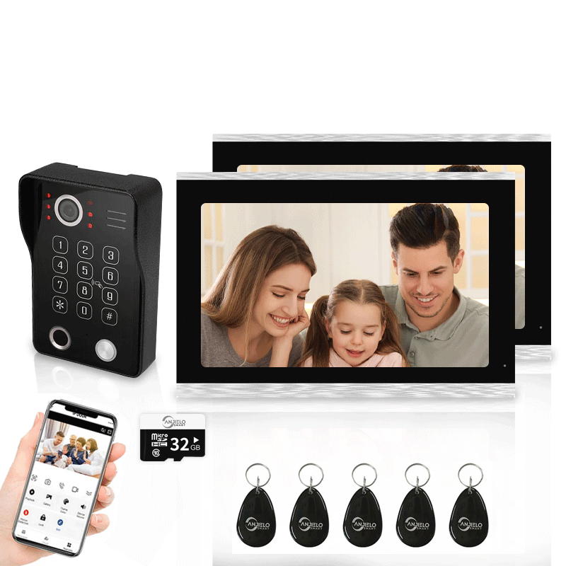 Anjielo Smart Wifi Doorbell Cam by Tuya - 1080p HD Security and Multiple Unlock Options Including RFID Cards