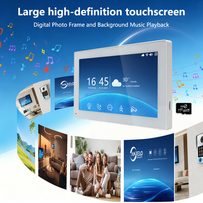 ANJIELO 2-Wire Tuya Smart Video Intercom System | 1080P Wired Video Doorbell with Touch Screen Monitor, RFID Card Unlock, Infrared Night Vision, Motion Detection, Remote Unlock