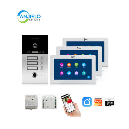 Anjielo Smart Home 2-Wire Video Intercom System HD Color Display -  Smart Door Phone with Night Vision, IP65 Weatherproof, 2-Way Audio for Home Security