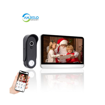 ANJIELO SMART Home TUYA wifi halow Video Intercom System Wire Free Doorbell Camera with 7" Touch Screen Monitor, 1080P HD Door Phone Kits