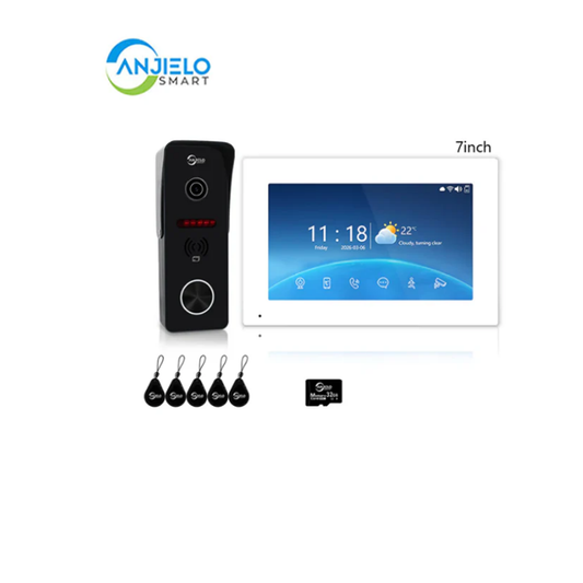 ANJIELO SMART 4-Wire Video Intercom: IP65 waterproof + infrared night vision + motion detection alerts + Tuya remote unlock + digital photo frame/background music – one device for whole-home security and smart living.