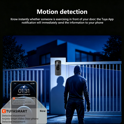 4 Wire Tuya Smart Video Intercom System | 1080P Wired Video Doorbell with Indoor Touch Monitor, RFID Card Unlock, Motion Detection, Night Vision, 2-Way Audio, Remote Unlock for Home Security