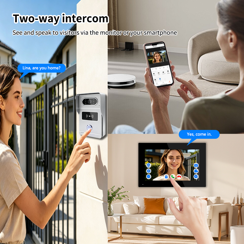 Smart 4-Wire Video Intercom Doorbell 2-Way Audio Night Vision Motion Alert & Digital Photo Frame& Home Intercom