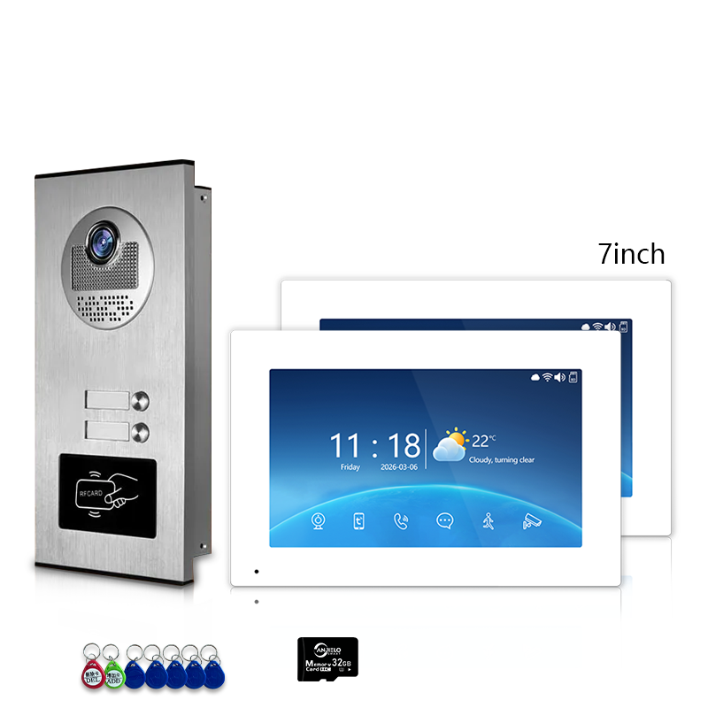 Multi-Family 4-Wire Video Intercom Doorbell System, 1080P HD Camera, 3 Unlock Methods, Tuya Smart App, 2-12 Units, Night Vision & Motion Detection