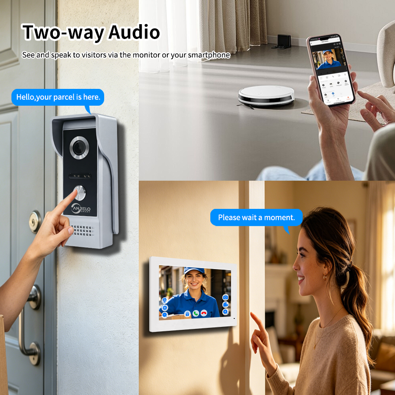 Anjielo Smart 4-Line Smart Video Intercom System with Tuya App Two-Way Audio Motion Detection and Remote Home Monitoring