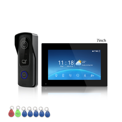 ANJIELO SMART 4-Wire Tuya Video Intercom System, 1080P Wired Villa Door Phone, Motion Detection, IR Night Vision, Multi Indoor Monitor Intercom, RFID Card + APP Remote Unlock
