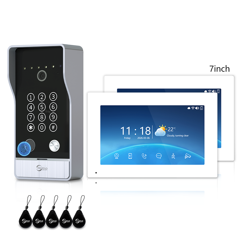Anjielo 7/10 Inch 4-Line Video Intercom System Five-in-One Unlocking Tuya APP Remote Control
