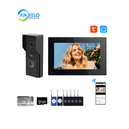 ANJIELO Smart Home Security Intercom System with 1080P 7/10-inch Touch Screen and Waterproof Door Phone, 140° Ultra-wide-angle Monitoring For Home