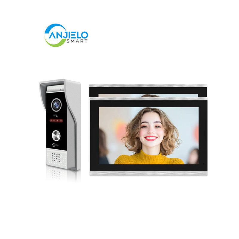 Anjielon Wired Video Doorbell Intercom System 10 Inch Full Touch Monitor 1080P Doorbell Camera,TUYA WiFi Smart Home Video Intercom Door Phone Kits IC Unlock for Villa Home 32G