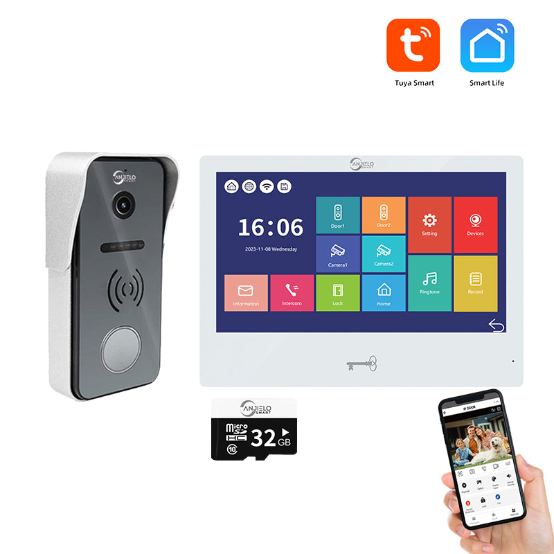 Anjielo Smart 10 Inch Screen Touch Monitor with Video Doorphone Camera Night Vision Video Doorbell Intercom System For Home Villa