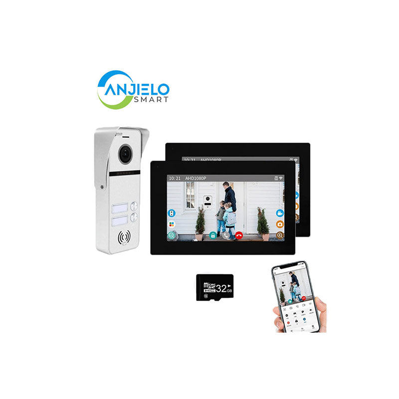 Anjielo Smart Home Full Touch Screen Anjielo WiFi Video Intercoms - Tuya Smart 7/10 Inch Intercom for Two Doors with 1080p Resolution and 160° Viewing Angle