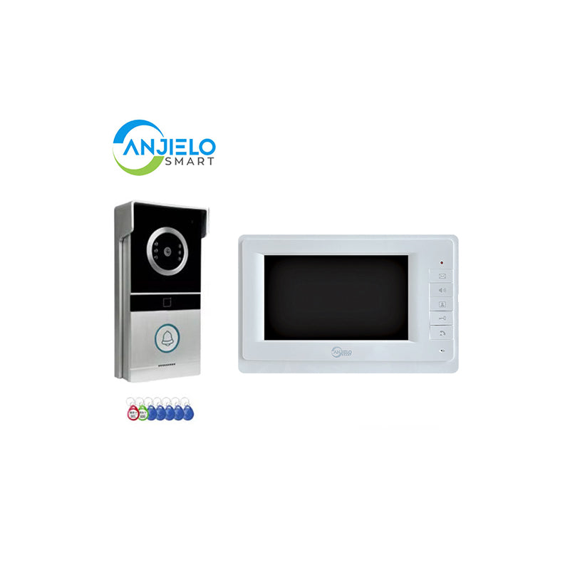 Anjielo Smart 7" TFT Video Doorphone with Color Display & IR Night Vision - Wired Home Security Intercom