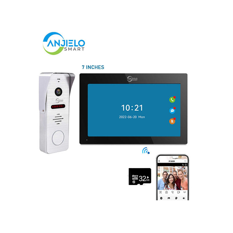 Anjielo New Tuya 7/10 Inch Video Wifi Intercom Tuya Smart Home Wired video doorbell System 1080P 148°Doorbell Camera Full Touch Monitor
