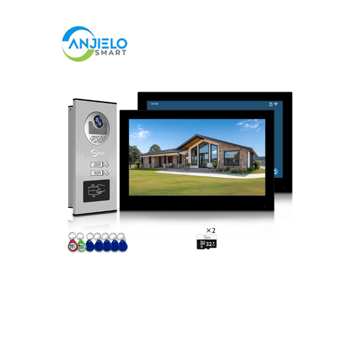 Anjielo Smart Home 1080P Tuya Building Smart Video Doorphone for Multi-Apartment Metal Doorbell Video Intercom System AHD 7inch Monitor