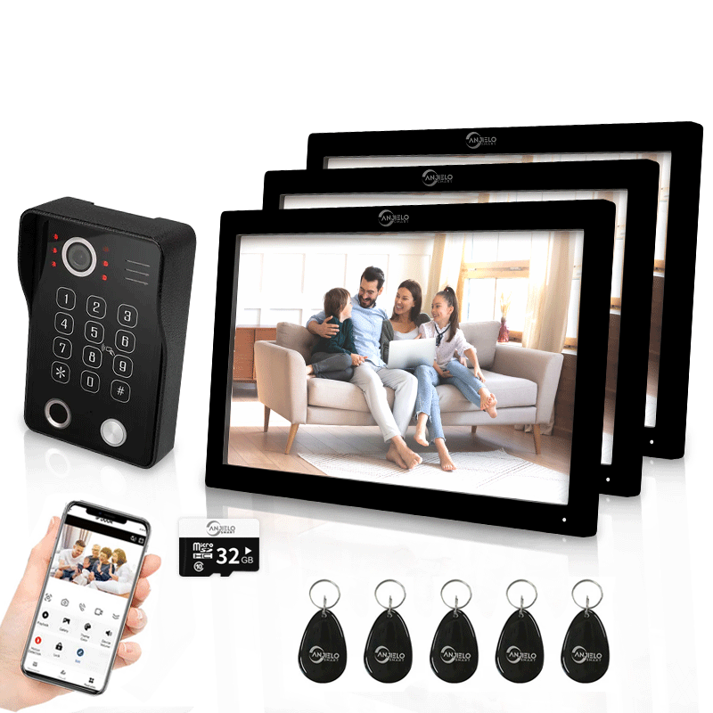 Anjielo Smart Wifi Doorbell Cam by Tuya - 1080p HD Security and Multiple Unlock Options Including RFID Cards