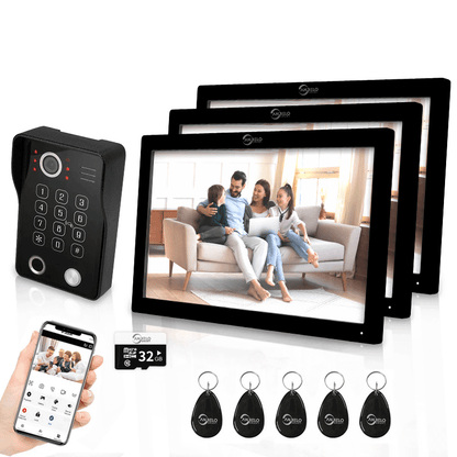 Anjielo Smart Wifi Doorbell Cam Video Intercom System by Tuya - 1080p HD Security and Multiple Unlock Options Including RFID Cards
