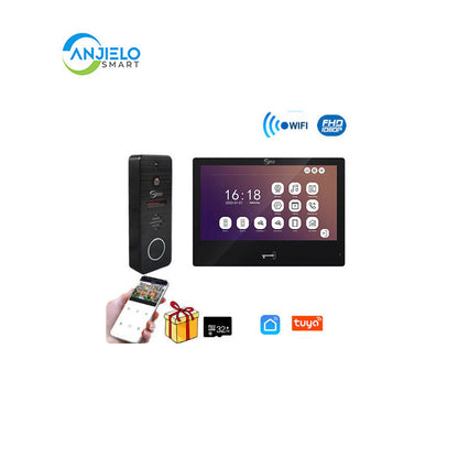 Anjielo smart Home Tuya 10 Inch Touch Screen Monitor Smart Home with 1080P 160°Wide View Angle Doorbell Camera Video Intercom System For Home