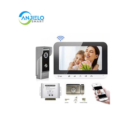 Anjielo Wifi Video Doorphone Intercom System IOS/Android Smart Mobile Phone App Remote Control/Access Control Power Supply/Electric Lock