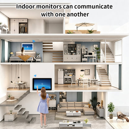 ANJIELO 2-Wire Tuya Smart Video Intercom System | 1080P Wired Video Doorbell with Touch Screen Monitor, RFID Card Unlock, Infrared Night Vision, Motion Detection, Remote Unlock