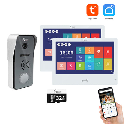 Anjielo Smart 10 Inch Screen Touch Monitor with Video Doorphone Camera Night Vision Video Doorbell Intercom System For Home Villa