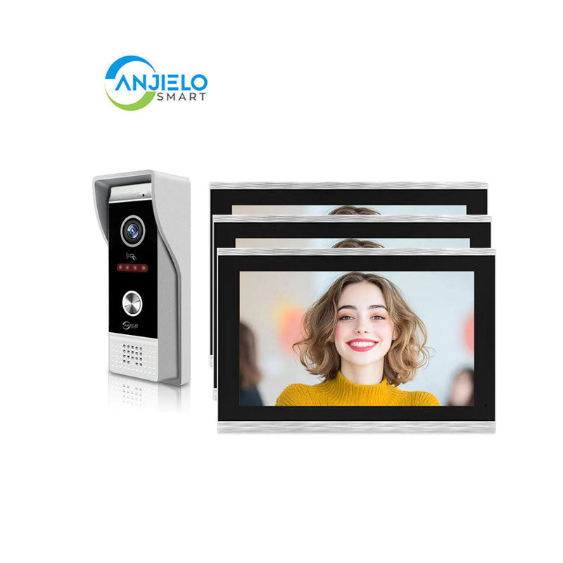 Anjielon Wired Video Doorbell Intercom System 10 Inch Full Touch Monitor 1080P Doorbell Camera,TUYA WiFi Smart Home Video Intercom Door Phone Kits IC Unlock for Villa Home 32G