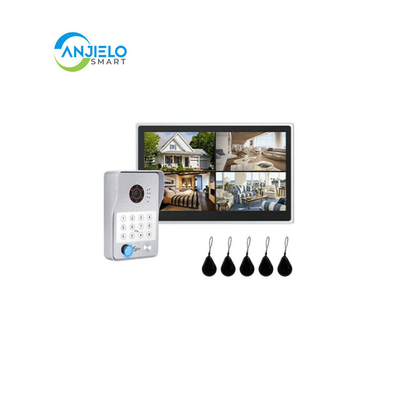 Anjielo Smart Tuya iDVR 1080P HD Wi-Fi Video Doorbell with 15.6" Display - Four Channel Split Screen Security System for Smart Homes