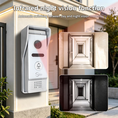 7 Inch 4-Wire WiFi Video Intercom System, Tuya Smart Video Door Phone, Touch Screen Indoor Monitor, 2-Way Audio, Night Vision, Motion Detection, Remote Unlock, Home Security Doorbell Intercom Kit