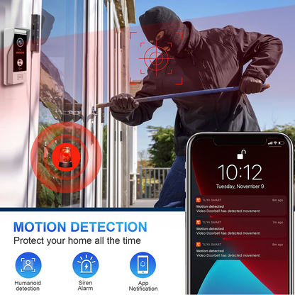 Anjielo 10 Inch 1080P Smart WiFi Video Intercom System with Tuya App 3-in-1 Unlock Motion Detection Alarm for Home Apartment