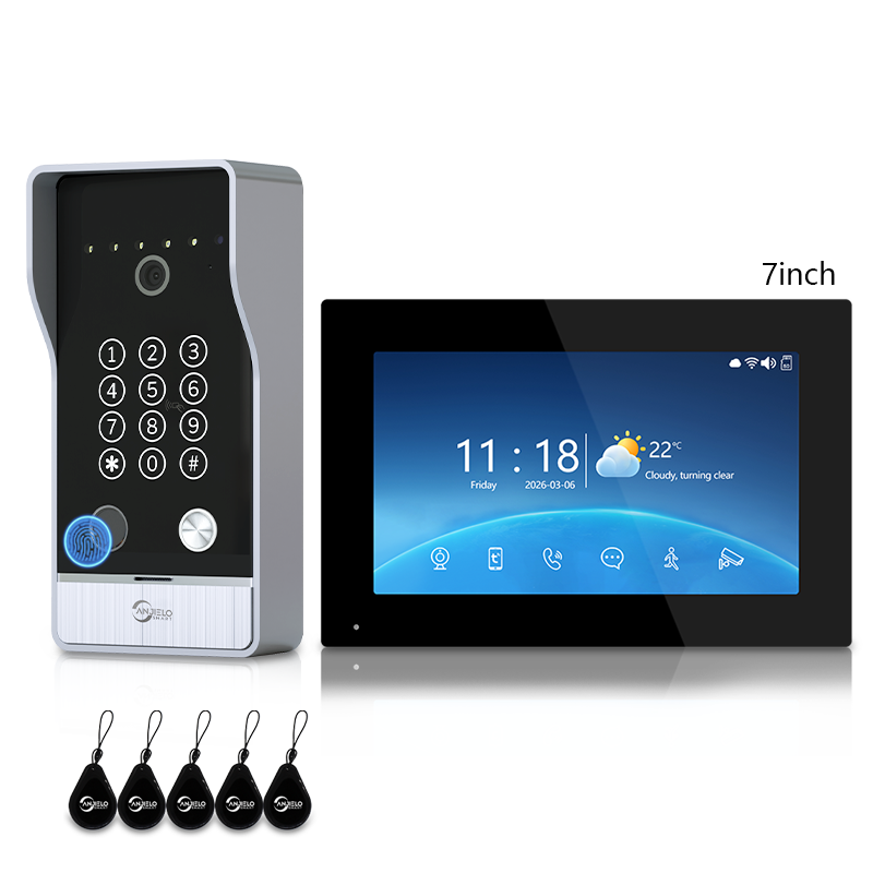 Anjielo 7/10 Inch 4-Line Video Intercom System Five-in-One Unlocking Tuya APP Remote Control
