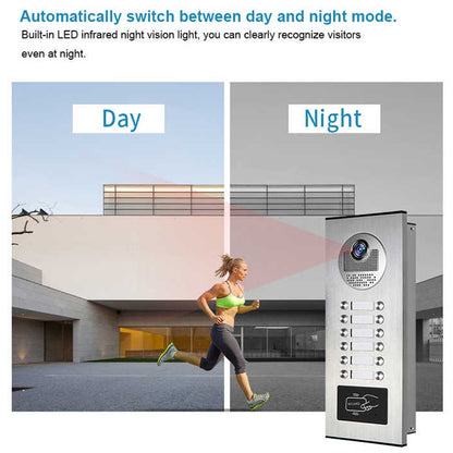 Anjielo Smart Home Wired Video Multi-family Apartment Intercom System,2/3/4/6/8/10/12 Units 7 inch Monitor Video Door Phone Kit,Indoor Outdoor Video Doorbell, ID Card Unlock, 2 Way Audio for Home and Villa