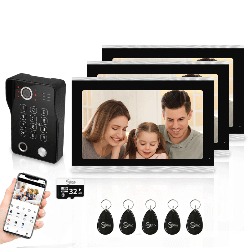 Anjielo Smart Wifi Doorbell Cam by Tuya - 1080p HD Security and Multiple Unlock Options Including RFID Cards