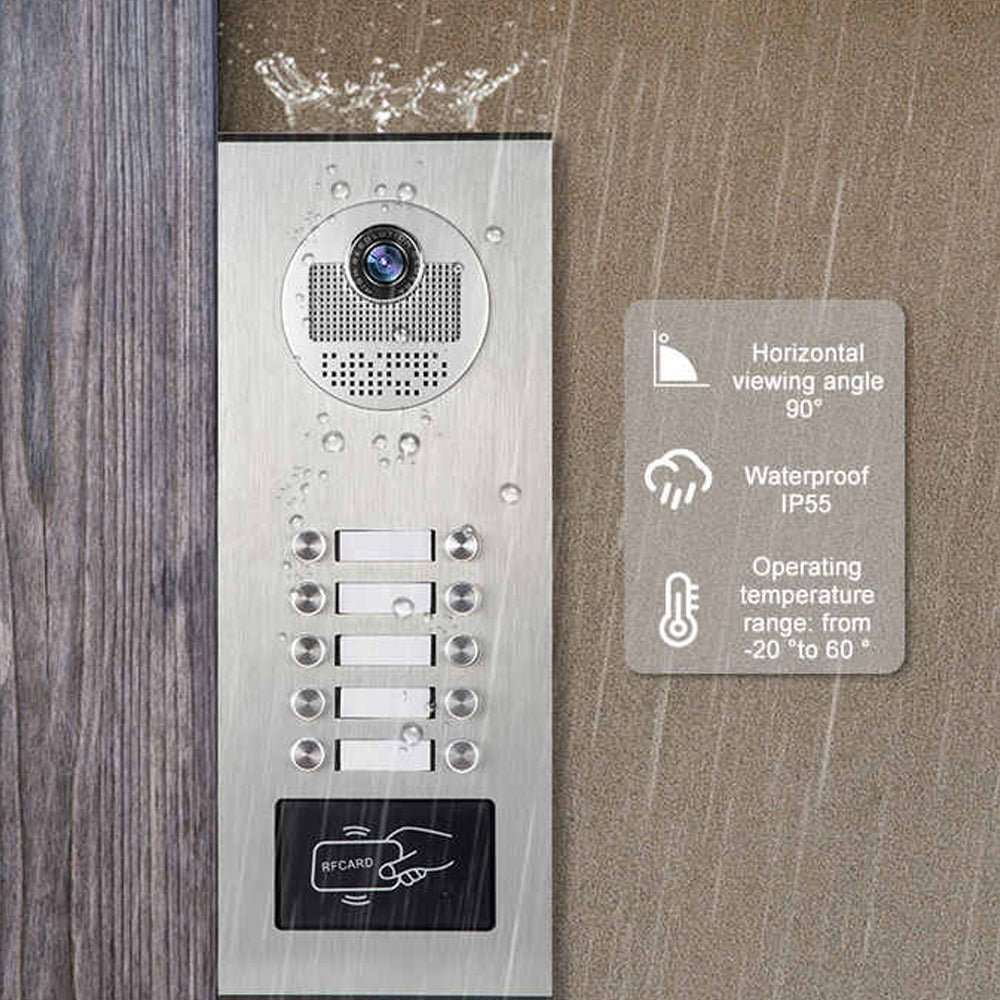 Anjielo Smart Home Wired Video Multi-family Apartment Intercom System,2/3/4/6/8/10/12 Units 7 inch Monitor Video Door Phone Kit,Indoor Outdoor Video Doorbell, ID Card Unlock, 2 Way Audio for Home and Villa