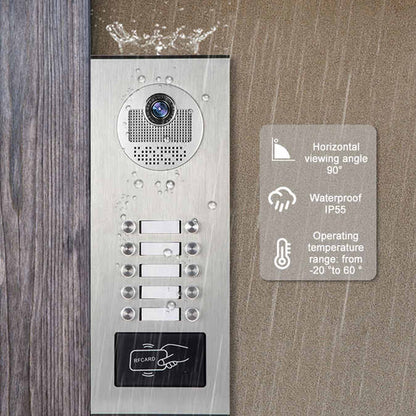 Anjielo Smart Home Wired Video Multi-family Apartment Intercom System,2/3/4/6/8/10/12 Units 7 inch Monitor Video Door Phone Kit,Indoor Outdoor Video Doorbell, ID Card Unlock, 2 Way Audio for Home and Villa