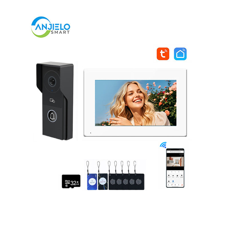 ANJIELO Smart Home Security Intercom System with 1080P 7/10-inch Touch Screen and Waterproof Door Phone, 140° Ultra-wide-angle Monitoring For Home