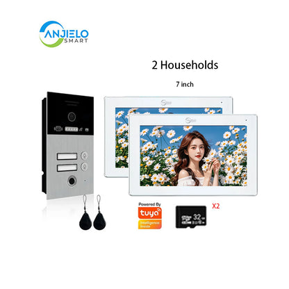 Anjielo Smart Home 2 Wired Video Intercom with 7/10 Inch Display of Wifi Tuya for Multi-Apartment Use