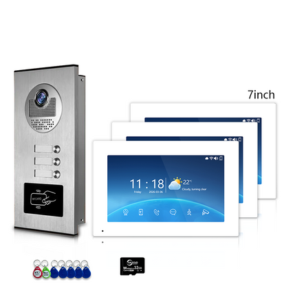 Multi-Family 4-Wire Video Intercom Doorbell System, 1080P HD Camera, 3 Unlock Methods, Tuya Smart App, 2-12 Units, Night Vision & Motion Detection