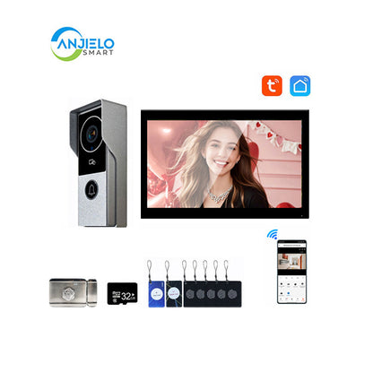 ANJIELO Smart Home Security Intercom System with 1080P 7/10-inch Touch Screen and Waterproof Door Phone, 140° Ultra-wide-angle Monitoring For Home