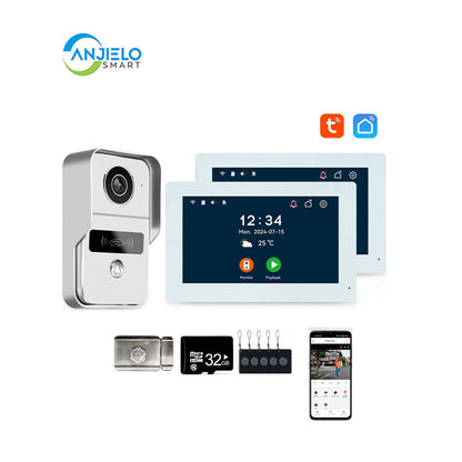 Anjielo Smart Home WiFi Smart Doorphone System by Anjielo Smart 2-Wire Installation with High Definition 1080P Camera and Large 10” Display