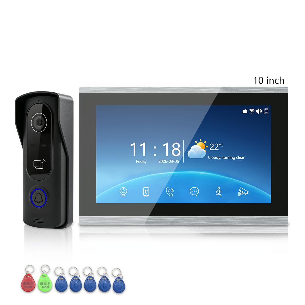 ANJIELO SMART 4-Wire Tuya Video Intercom System, 1080P Wired Villa Door Phone, Motion Detection, IR Night Vision, Multi Indoor Monitor Intercom, RFID Card + APP Remote Unlock