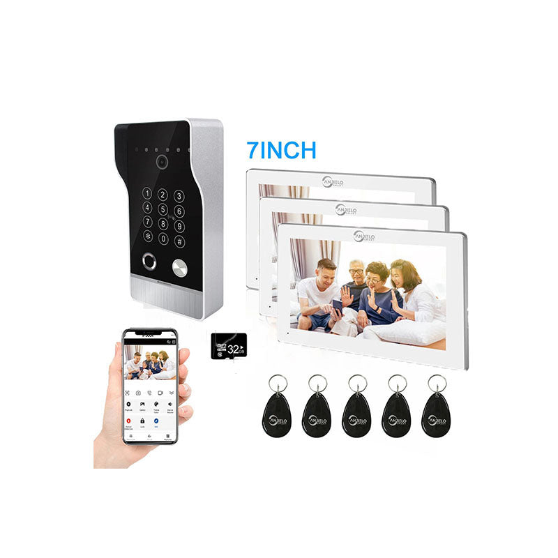 Anjielo New Tuya Smart Wi-Fi Video Door Phone System Large Size FHD 1080P RFID Card Fingerprint Passcode Unlock for Apartments