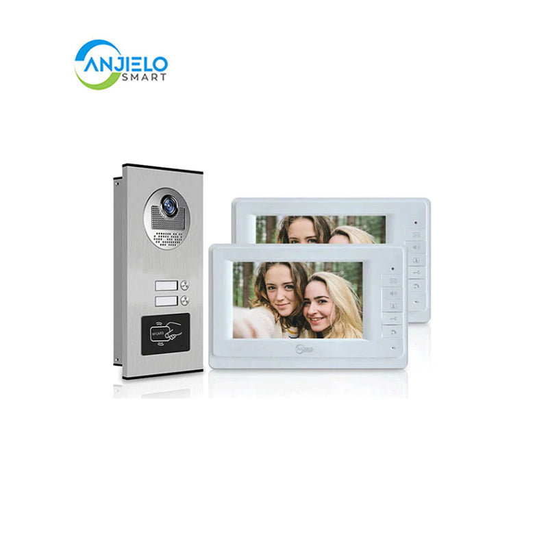Anjielo Smart Home Video Intercom System for Apartment Buildings - RFID Camera & Monitor