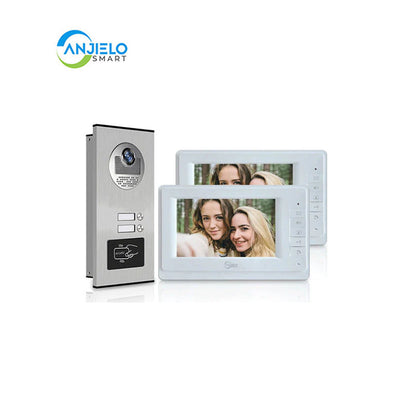 Anjielo Smart Home Video Intercom System for Apartment Buildings - RFID Camera & Monitor