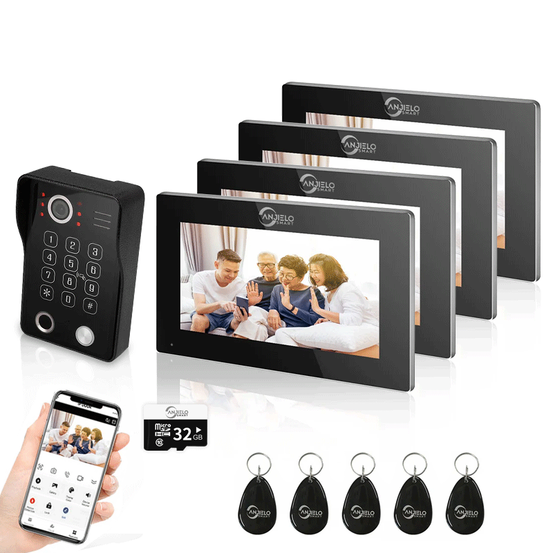 Anjielo Smart Wifi Doorbell Cam by Tuya - 1080p HD Security and Multiple Unlock Options Including RFID Cards