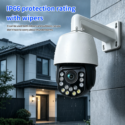 Outdoor 5MP 30X Zoom PTZ Security Camera with Wiper, PoE IP Speed Dome Camera 360° Auto Human Tracking Two-Way Audio