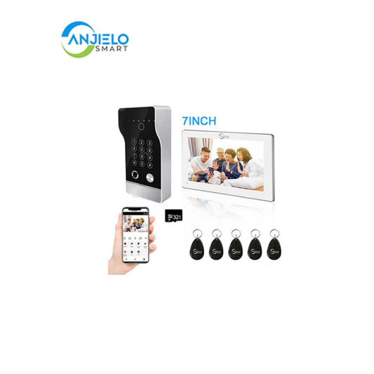 Anjielo New Tuya Smart Wi-Fi Video Door Phone System Large Size FHD 1080P RFID Card Fingerprint Passcode Unlock for Apartments