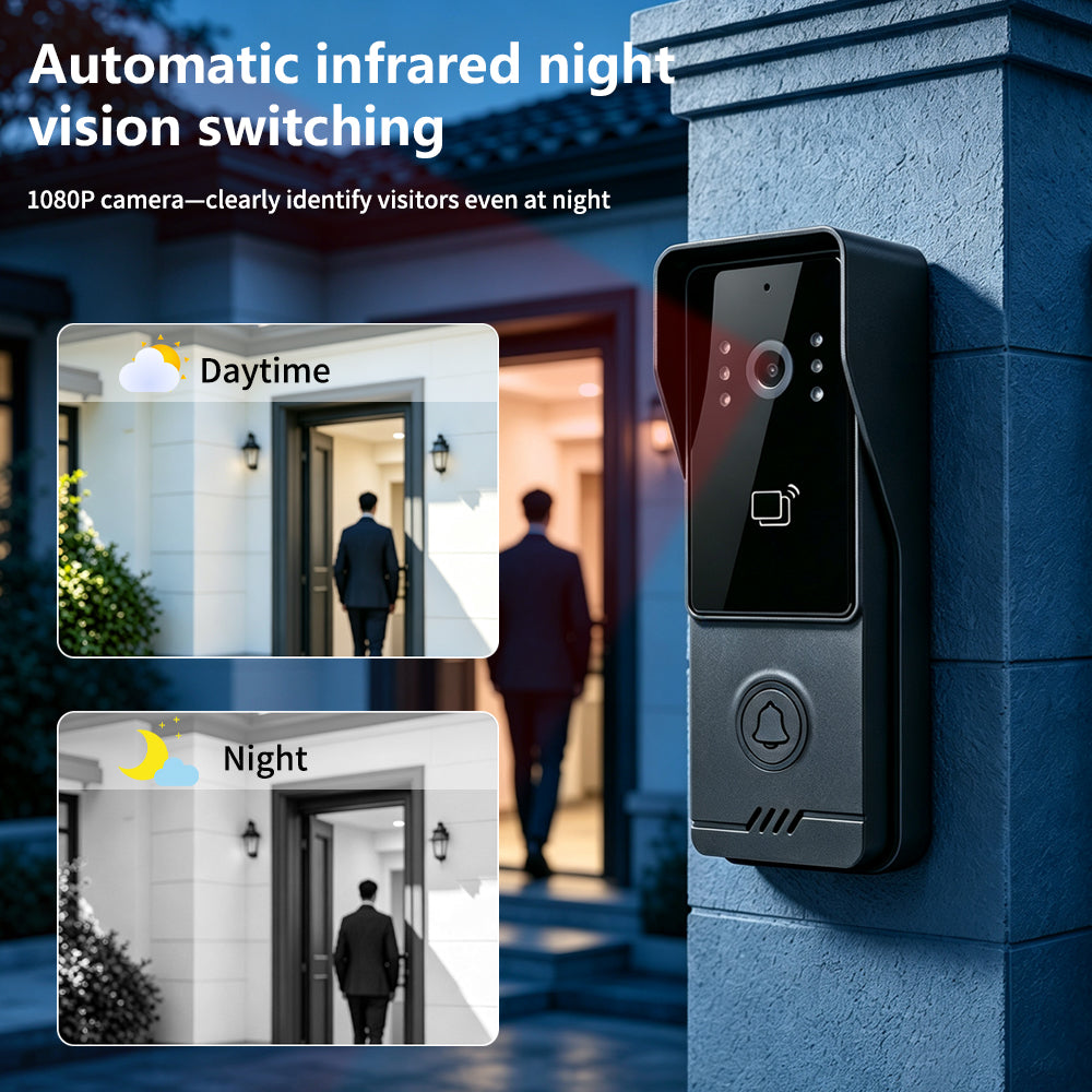 Tuya Smart IP Video Intercom System | 7/10 Inch Touch Monitor, 1080P Wired Doorbell Camera, RFID Card, Remote Unlock, Two-Way Audio, Infrared Night Vision for Villa Home Security