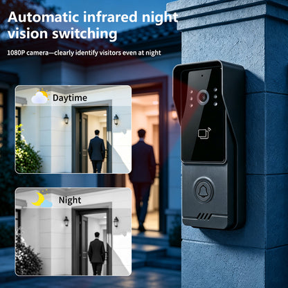 Tuya Smart IP Video Intercom System | 7/10 Inch Touch Monitor, 1080P Wired Doorbell Camera, RFID Card, Remote Unlock, Two-Way Audio, Infrared Night Vision for Villa Home Security