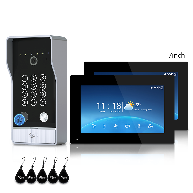 Anjielo 7/10 Inch 4-Line Video Intercom System Five-in-One Unlocking Tuya APP Remote Control