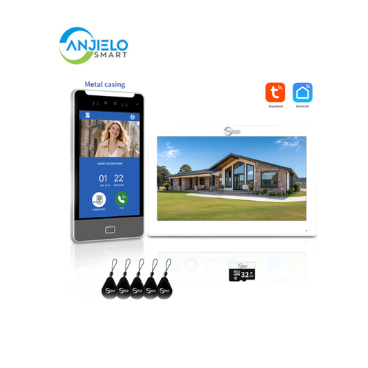 2025New Anjielo Tuya Smart  AI facial recognition building IP video intercom system 5-in-1 Unlock and Connect Multiple Monitors Integrated Solution